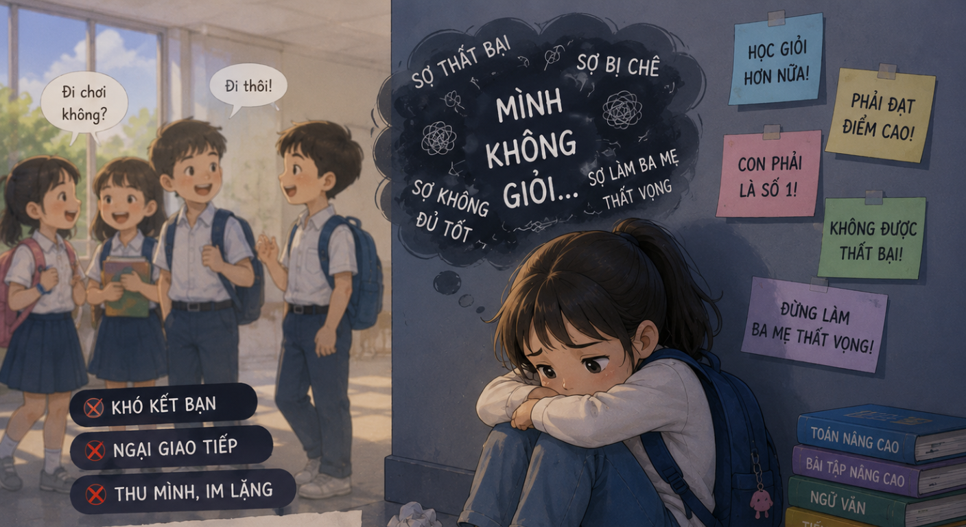 Đứa trẻ thu mình vì áp lực học giỏi