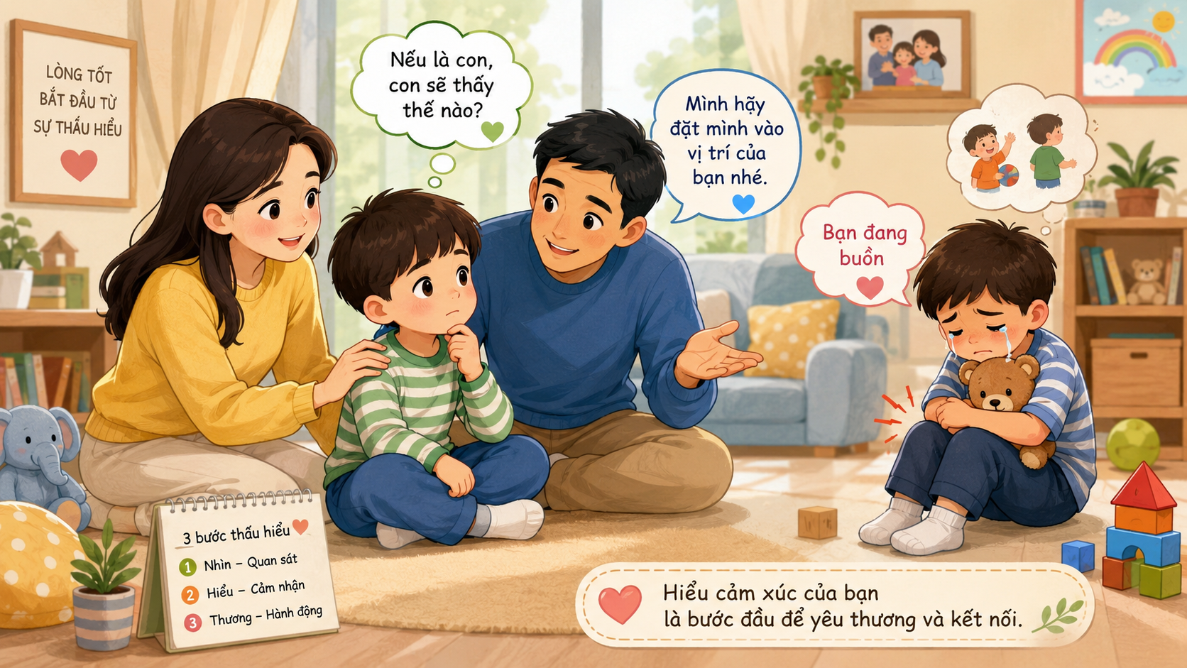 Bước 2 cảm đúng giúp con học cách đồng cảm
